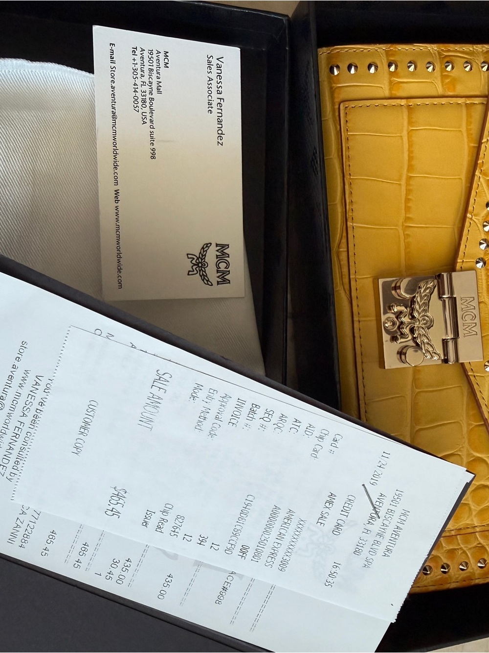 MCM Mustard Yellow Croc-Embossed Mini Chain Shoulder Bag - USED TWICE - Picture 7 of 7